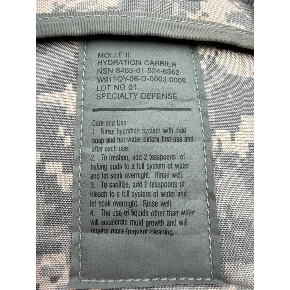 US Military MOLLE II Hydration Carrier ACU Digital Camo Specialty Defense B113